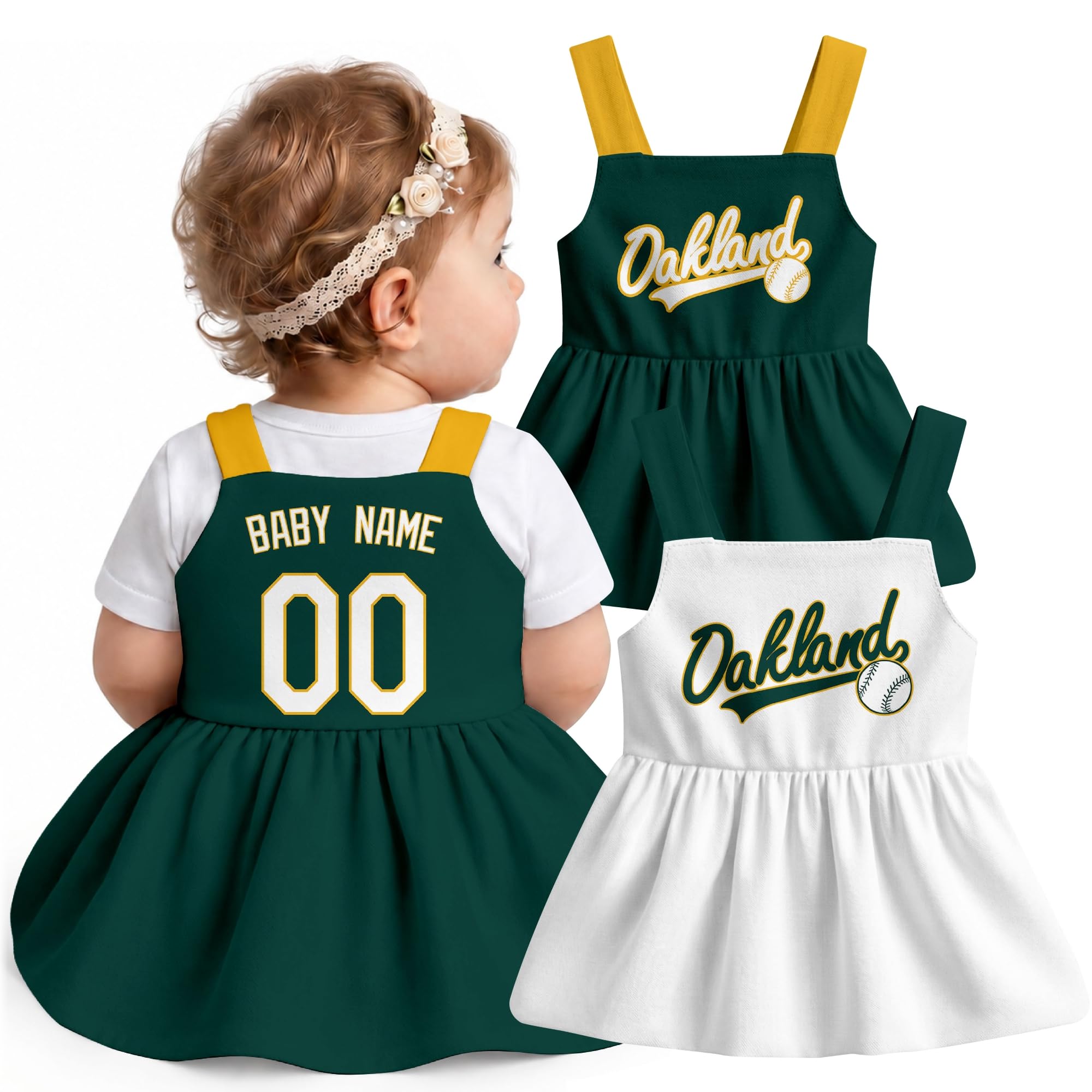 KREDE Baby Girl Clothes Custom Baby Strap Dress with Number Name for Baby Girl Gifts