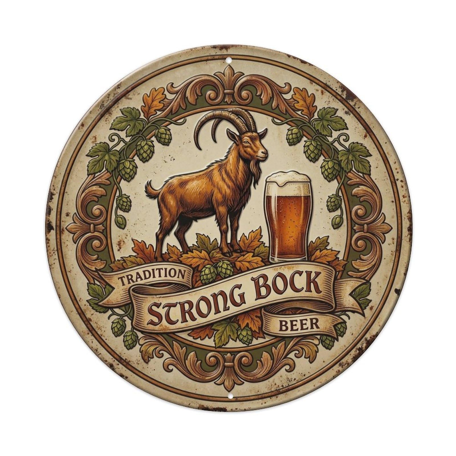 Bock Strong Beer Pub Culture German Retro Malt Roast Metal Tin Sign