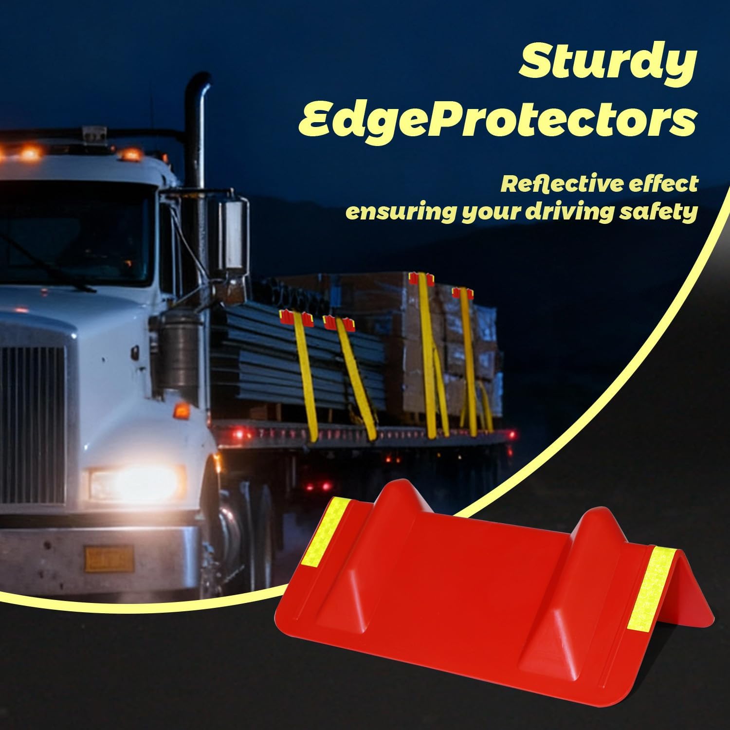 20 Packs Flatbed Edge Protectors for Cargo Loads, Reflective Strip Corner Protectors for 4" Corner Protection & Truck Tie-Down Strap Guard, Red