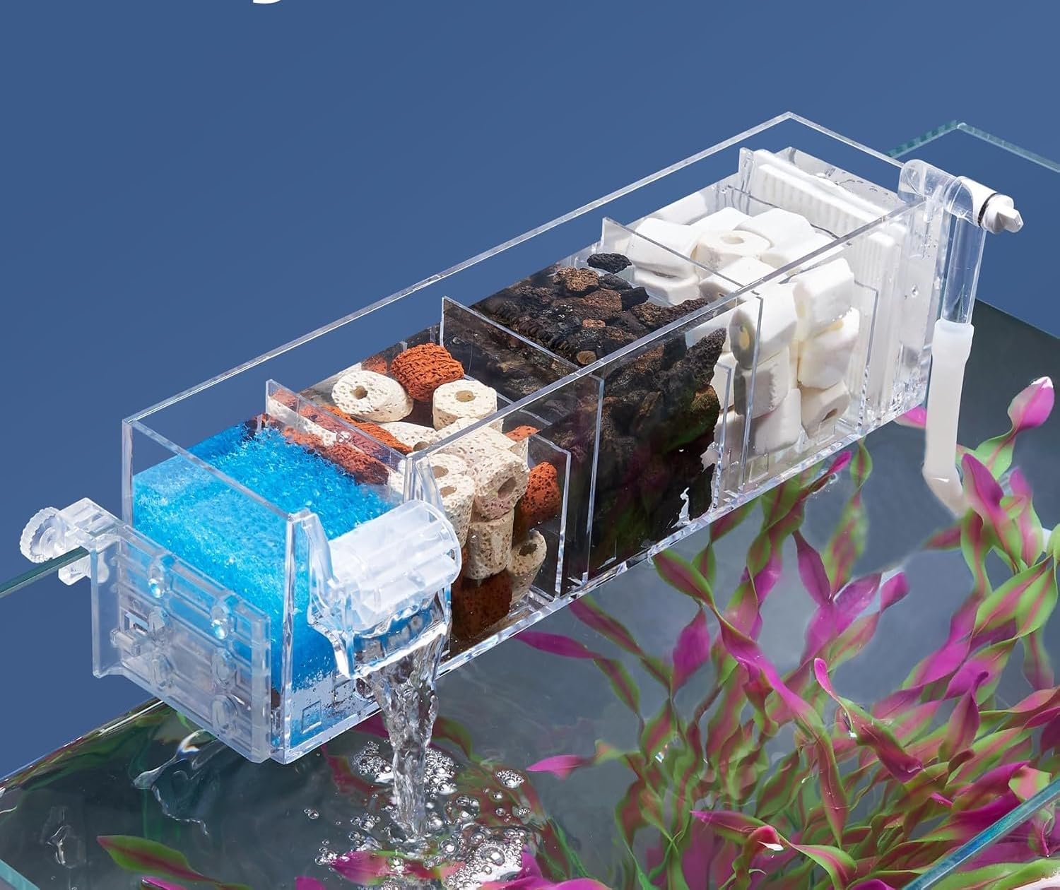 ANIMAUX PETSHUB GD-17 Acrylic 4 Layer TOP Sump Filter Box with Pump ...