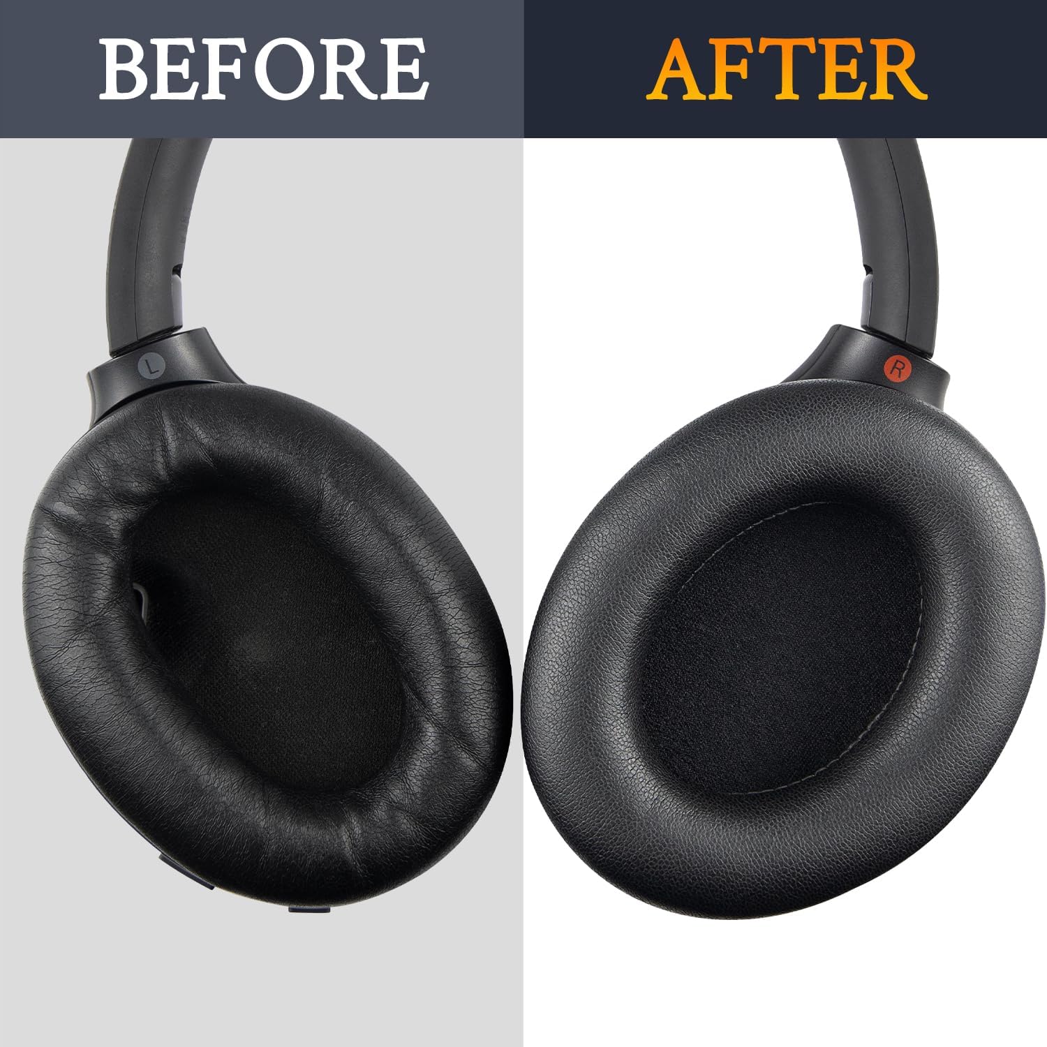 SOULWIT Ear Pads Cushions + Headband, Replacement Kit for Sony WH-1000XM4 (WH1000XM4) Over-Ear Headphones, Replacement Headstrap Pad & Earpads Repair Part - Black