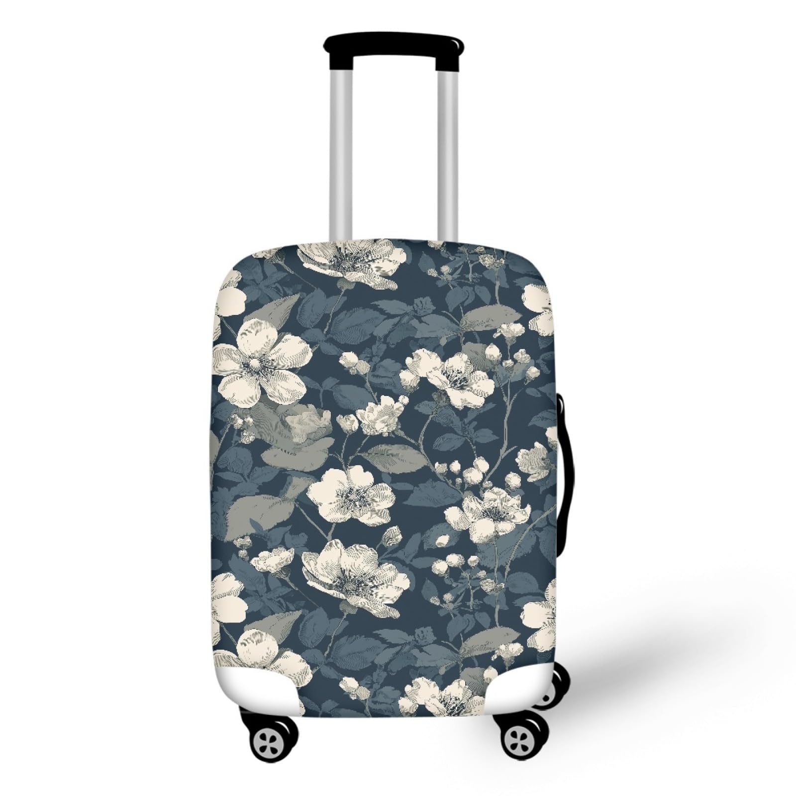Protege valises réutilisable lavable fleur blanche élastique spandex L