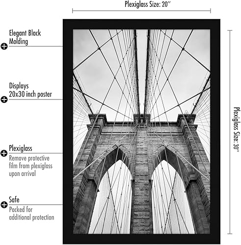 Vista 85 de Americanflat - Marco para póster de 71 x 74 cm con plexiglás pulido, portarretratos negro de madera industrializada, Epic Collection, marco ancho