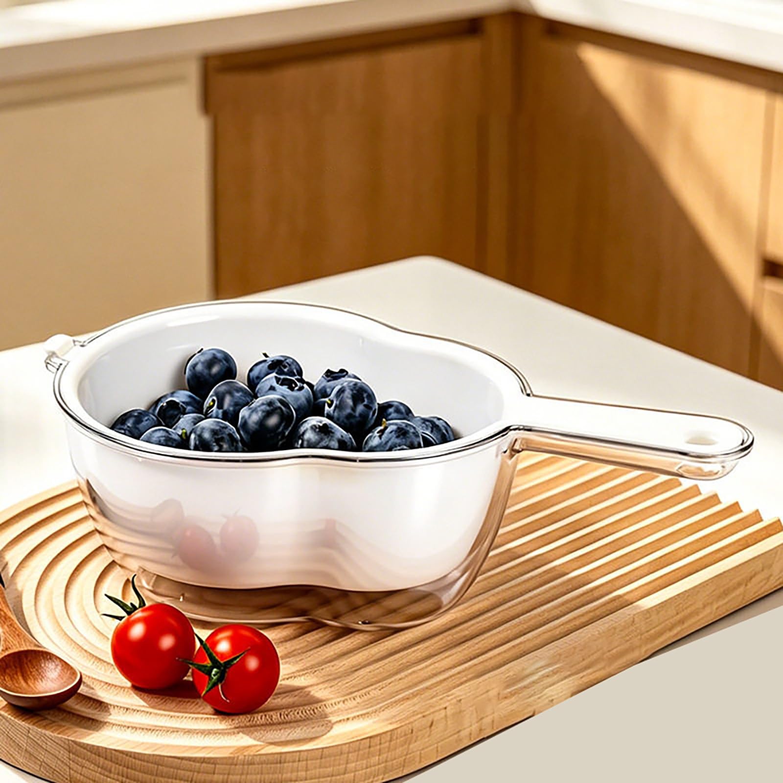 YYLMKMFC-AE 2 Tier Fruit Basket For Kitchen Counter, Stackable PP Plastic Bowl And Vegetable Storage , Detachable Countertop Produce Organizer(White)