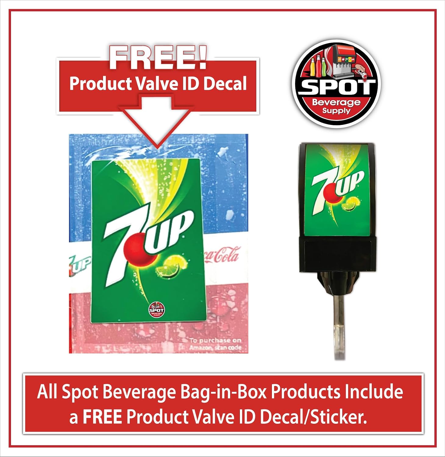 Spot Beverage Premium Name Brand Fountain Syrups 5-Gallon Bag-in-Box (7UP)