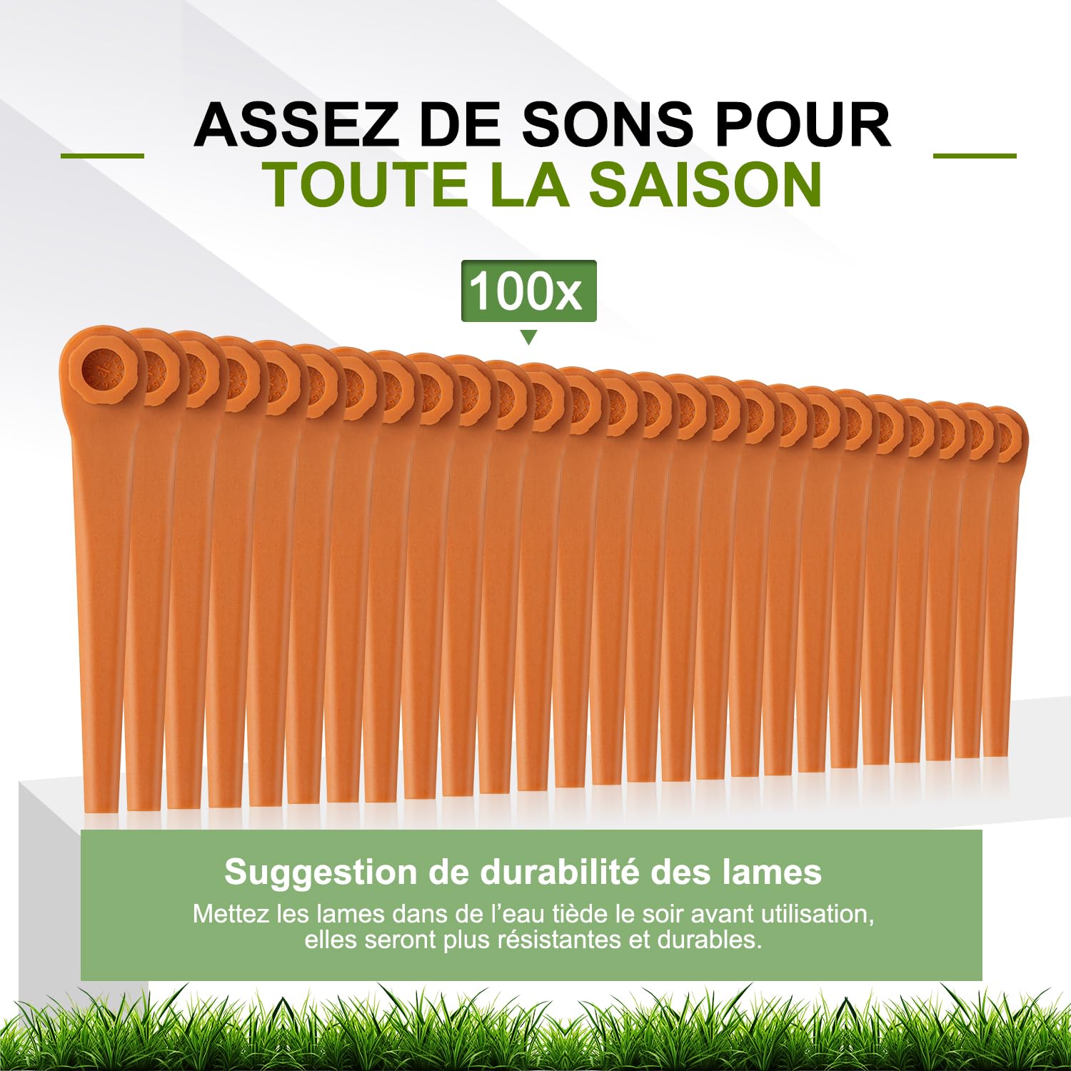 Lot de 100 lames de rechange PA6 RotorCut compatibles avec le Coupe-Bordures Gardena, Lame en plastique pour Gardena Coupe-Bordures sans Fil