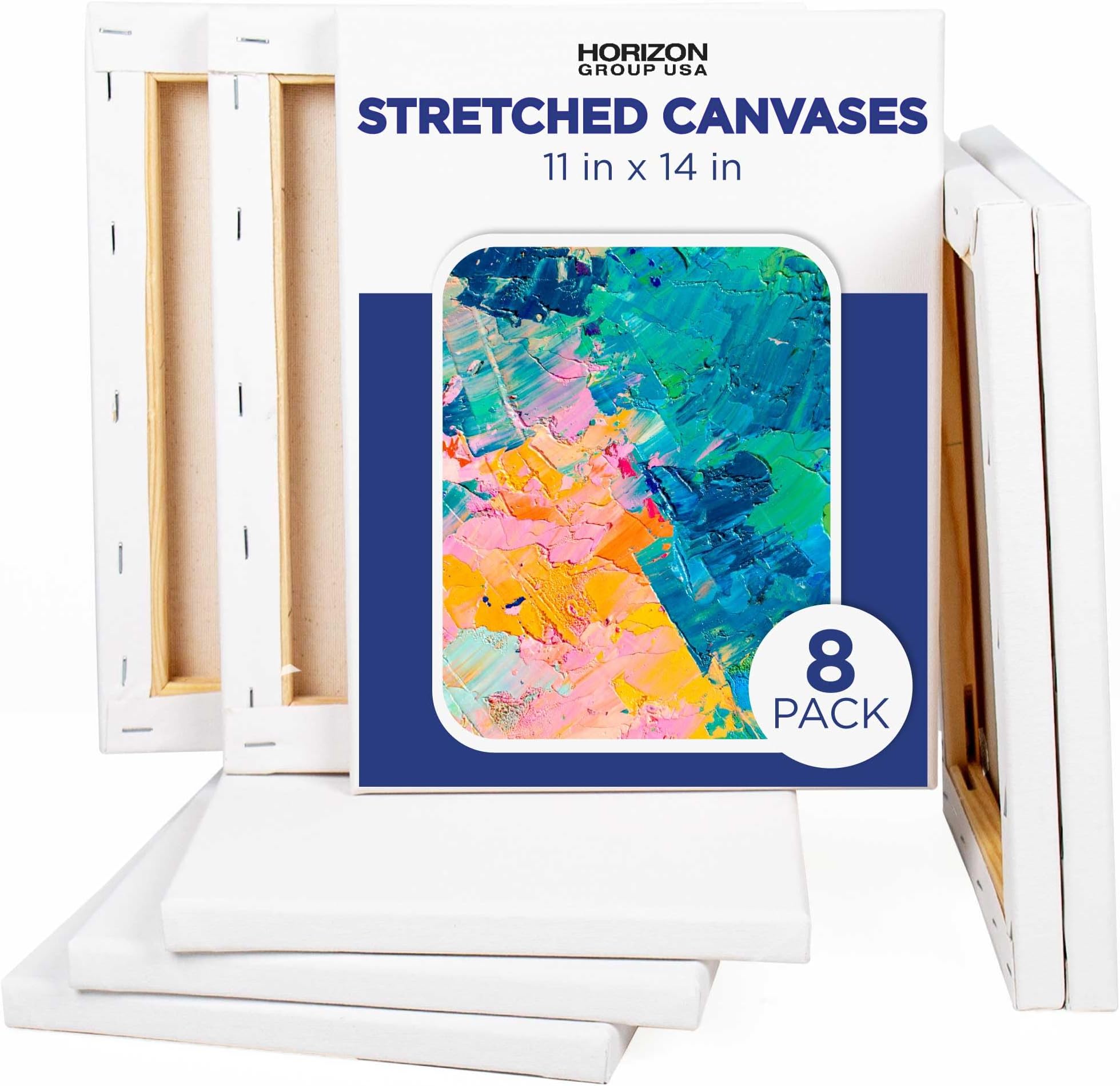 Painting Panel Stretched Canvas, 11" x 14", Pack of 8
