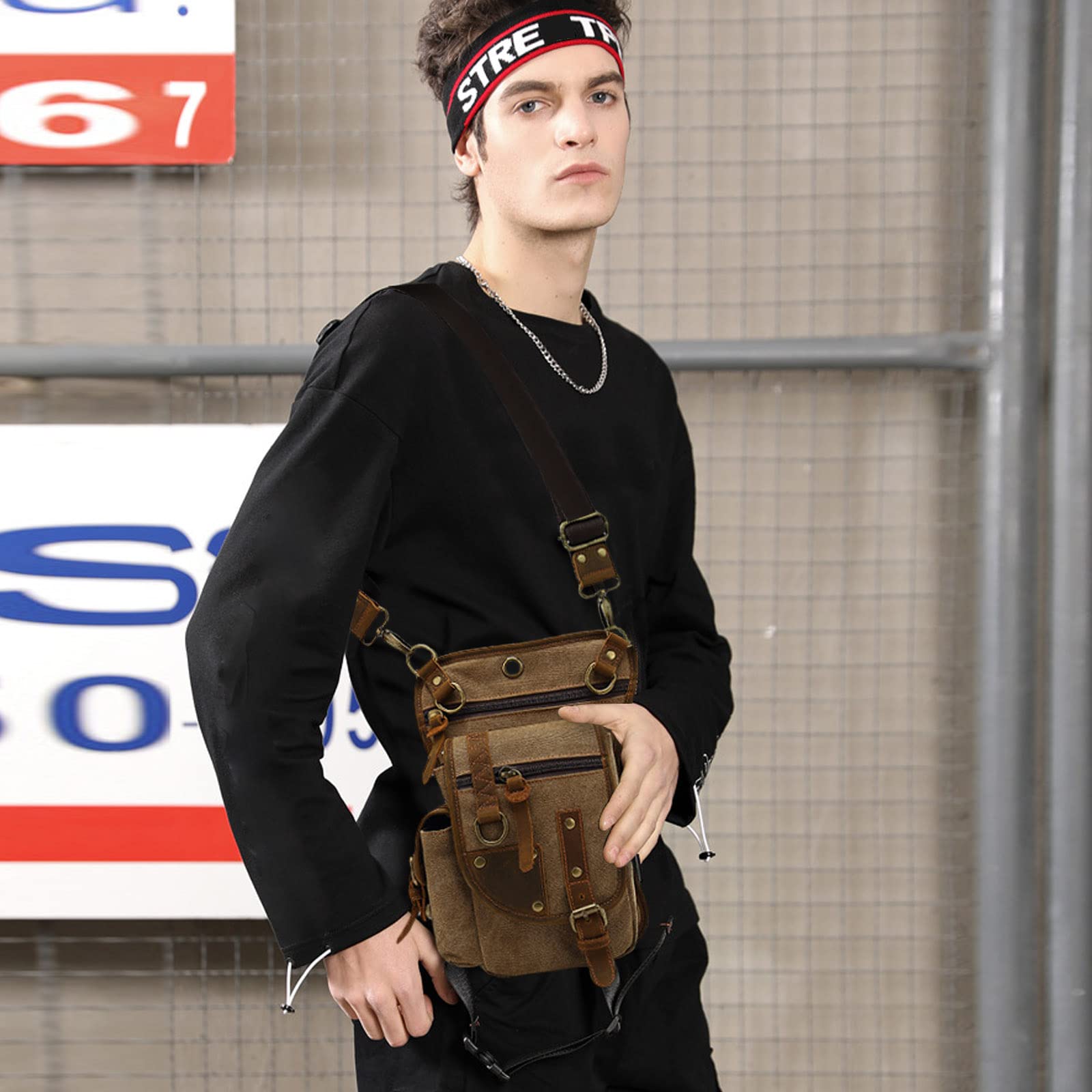 FANDARE Płócienna torba na nogę turystyczna nerka nerka torba crossbody plecak na ramię mężczyźni torba na klatkę piersiową kobiety codzienne plecaki na co dzień na zewnątrz motocykl taktyczna jazda na rowerze piesze wycieczki wędkarstwo podróż zabawna to