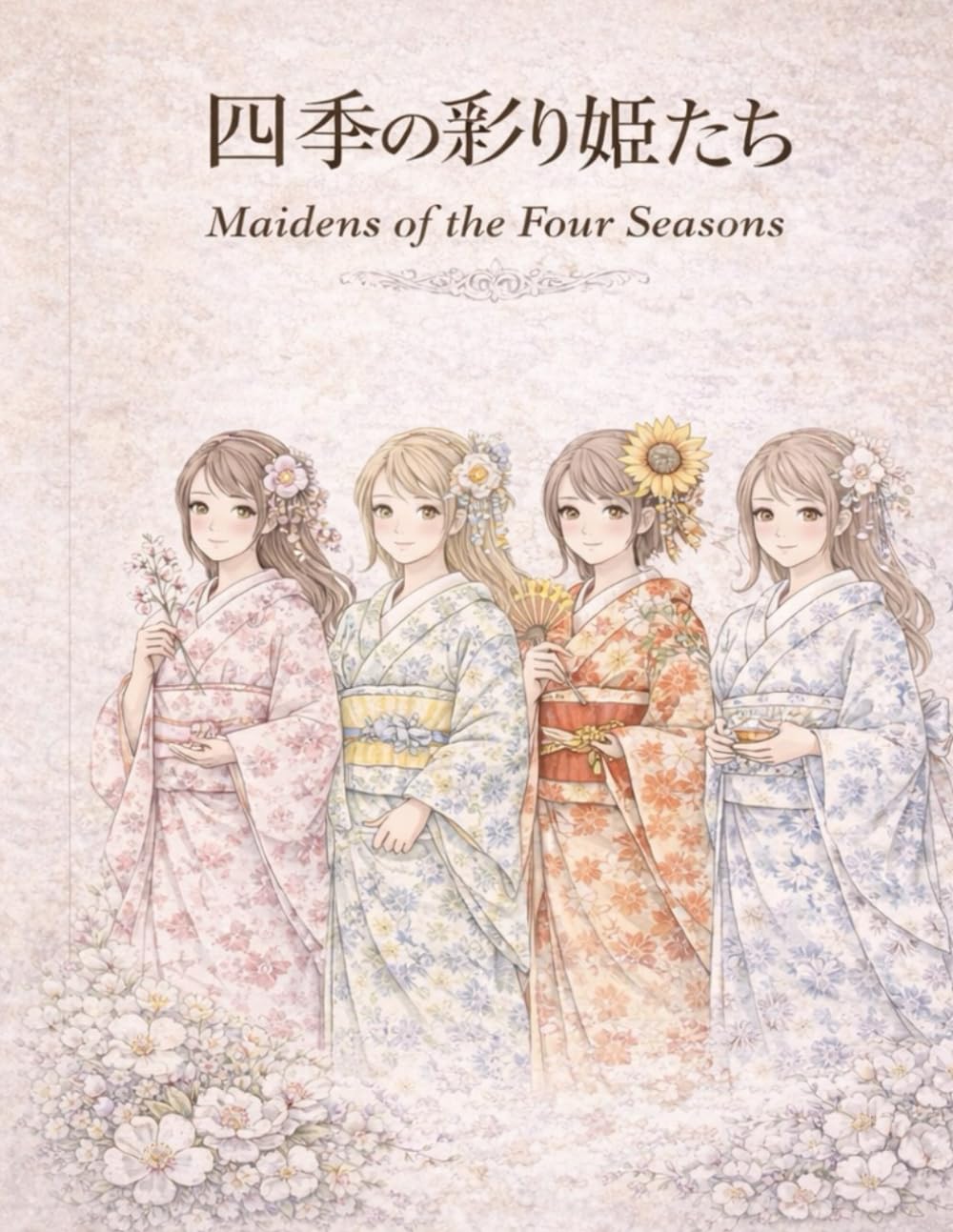 Maidens of the Four Seasons: A Japanese Coloring Journey Through the Year