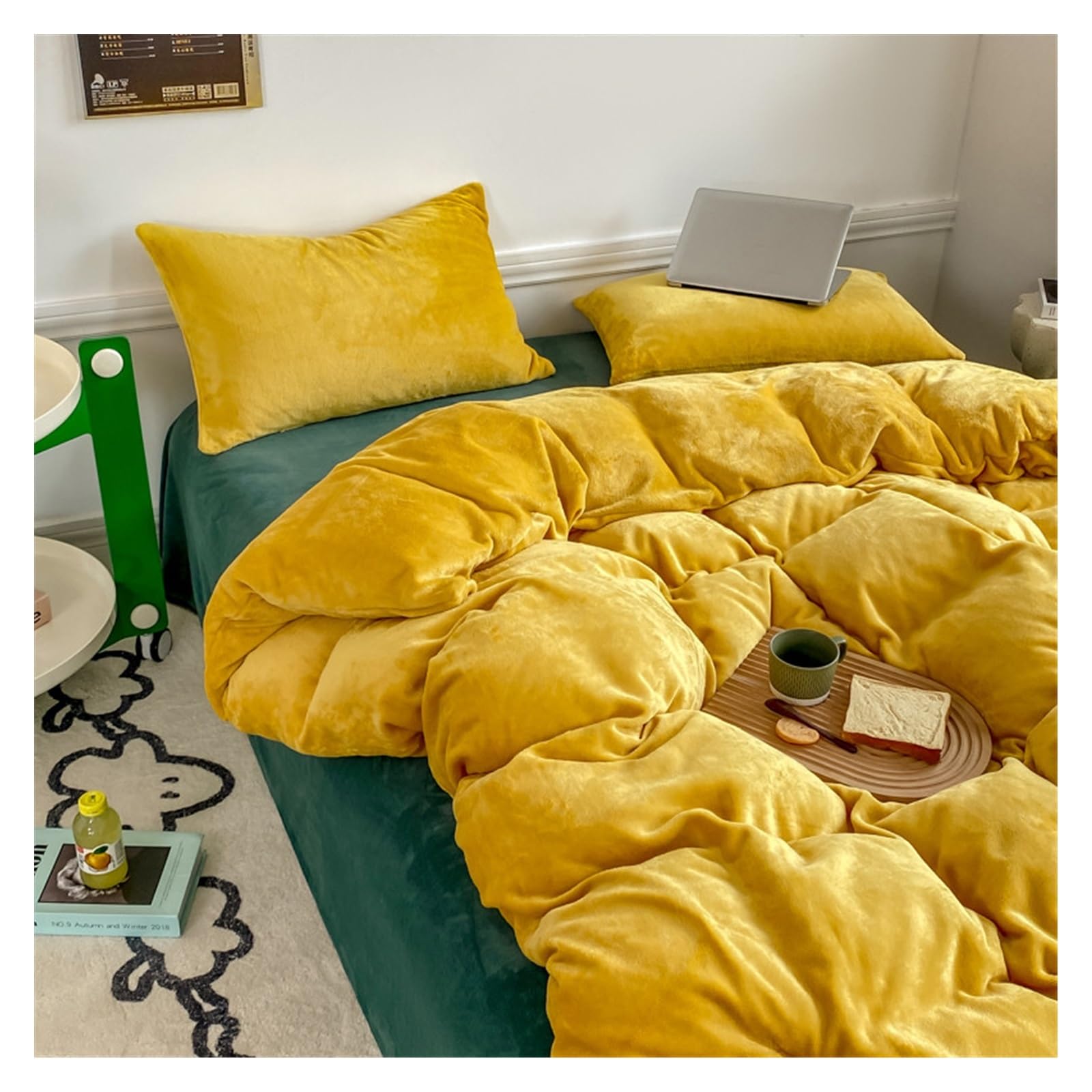 Housse de couette velours chaud lit d'hiver douillet