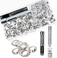 Vista 1 de Grommet Kit,Grommets 1/2 inch Heavy Duty Metal Eyelets Kit for Fabric Curtains (Silver)