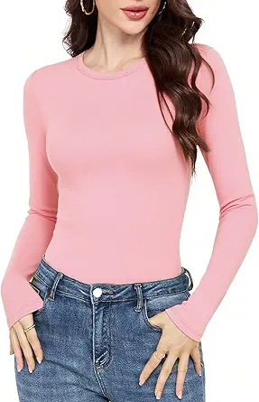GAYHAY Long Sleeve Shirts for Women Basic Crop Tops Teens Crew Neck Tight Underscrub Clothes Workout Fall Trendy 2025