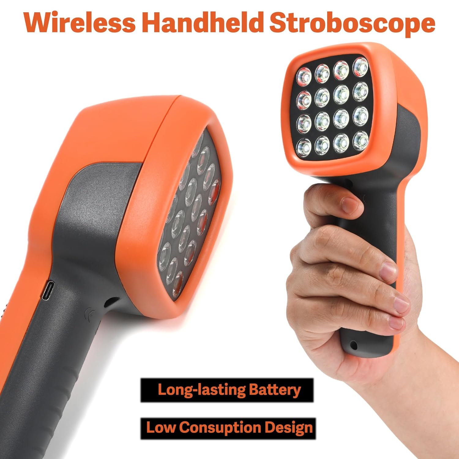 Strobe Light Tachometer, 60-99999 RPM Tachometer, Digital Non Contact Handheld LED Stroboscope for Motor Engine, Hz Velocity with High Accuracy 0.001% (DT10S)