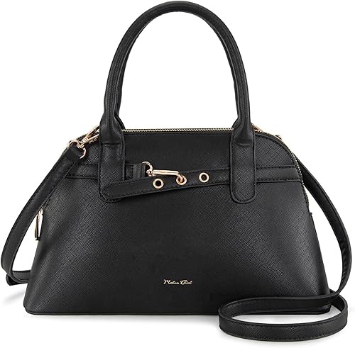 Milan Chiva Bolso bandolera con diseño de cúpula para mujer, con textura y asa superior, con detalle de cinturón Negro