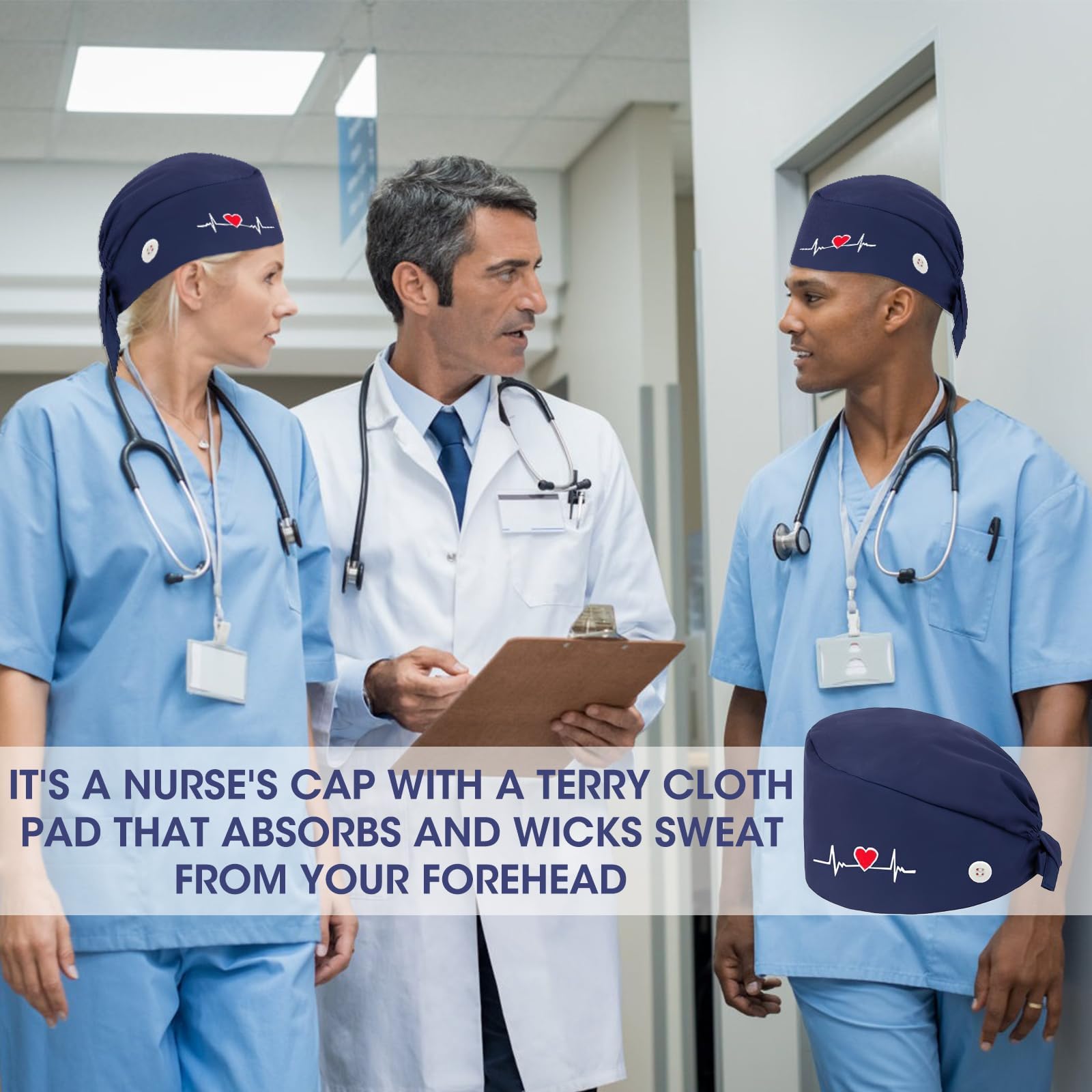 OP-Haube Aus Baumwolle - Verstellbare Krankenhaus-Kappe Für Damen & Herren