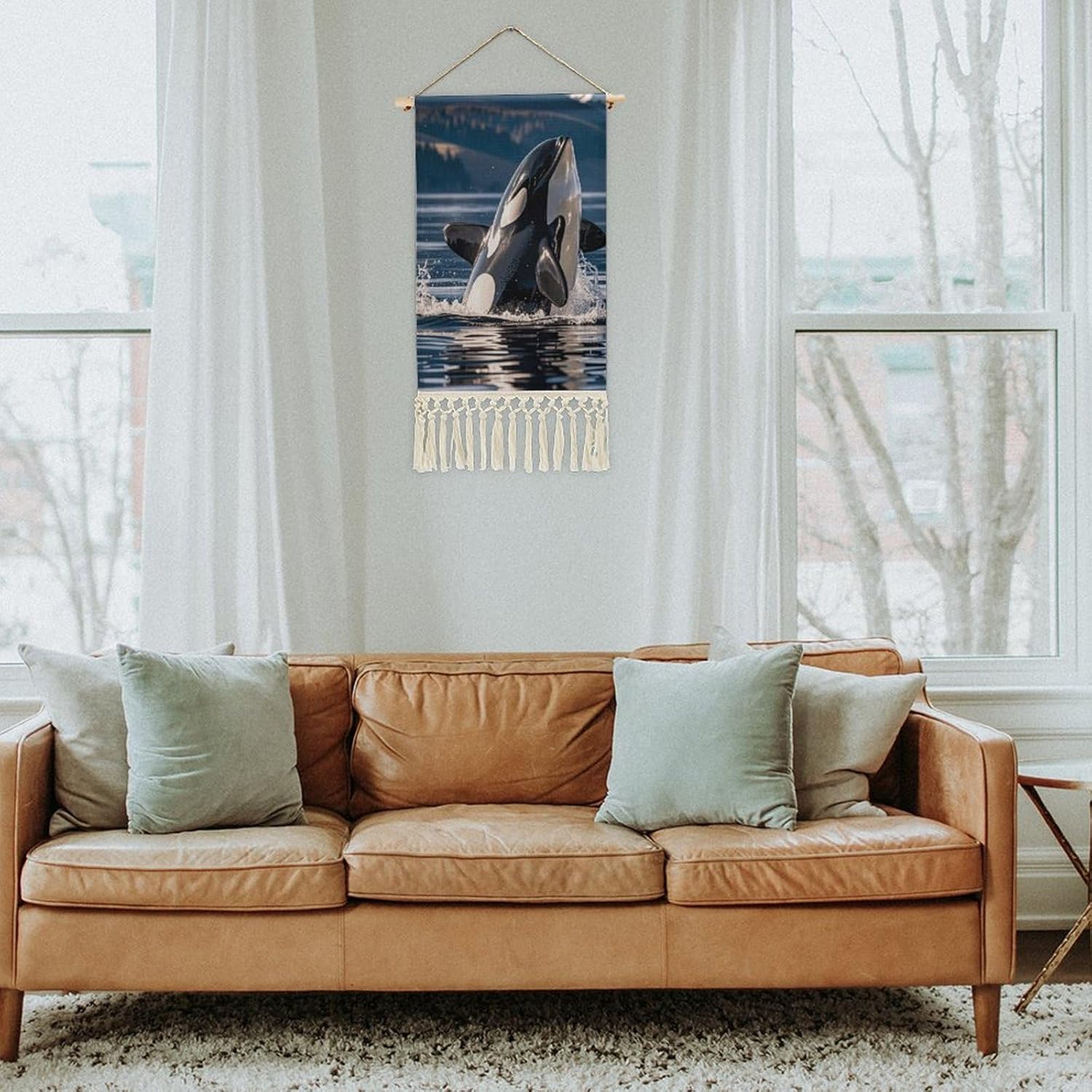 WSOIHFEC Orca Killer Whale Vintage Vertical Tapestry Wall Hanging Decor image 5