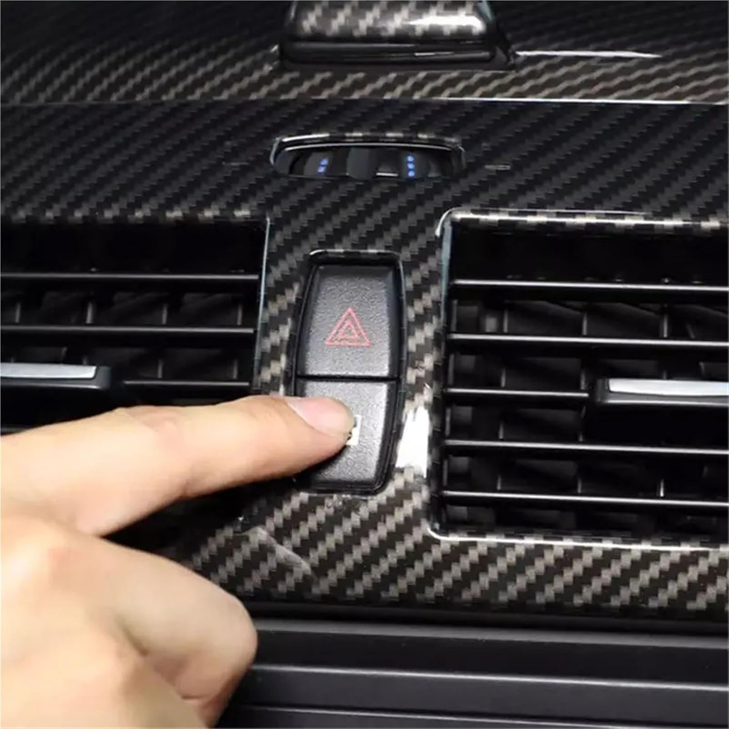 Vehicle Interior Decal ABS Carbon Texture/Silver Car Center Console Air Outlet Frame Cover Trim for BMW X3 E83 2006-2010(Carbon Texture)