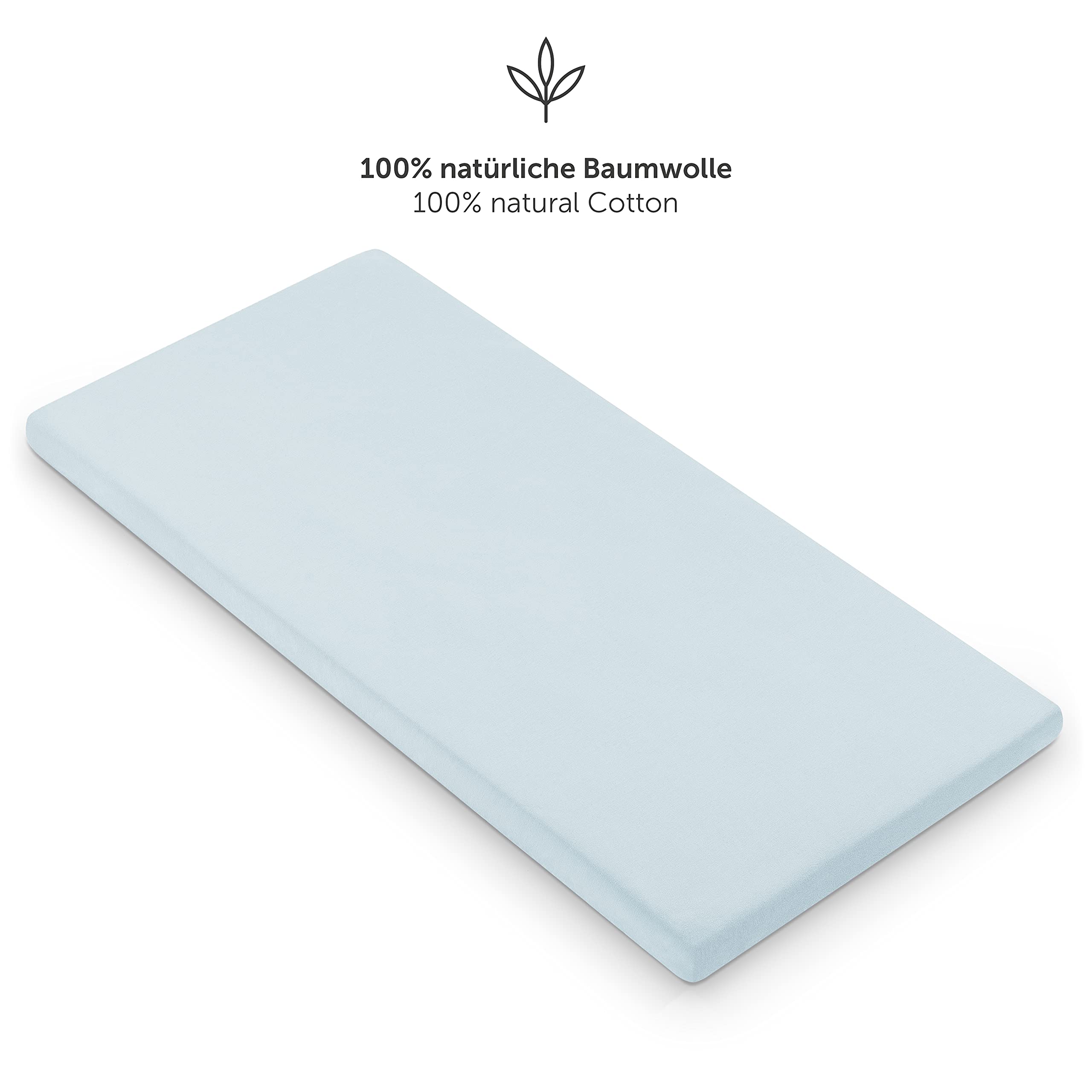 Laleni Lenzuola Culla Neonato - Lenzuola Lettino - Lenzuola Carrozzina Neonato - Coprimaterasso Culla con Angoli Elastici - Coprimaterasso Lettino 100% Cotone 135gsm - Azzurro - 60x120-70x140cm