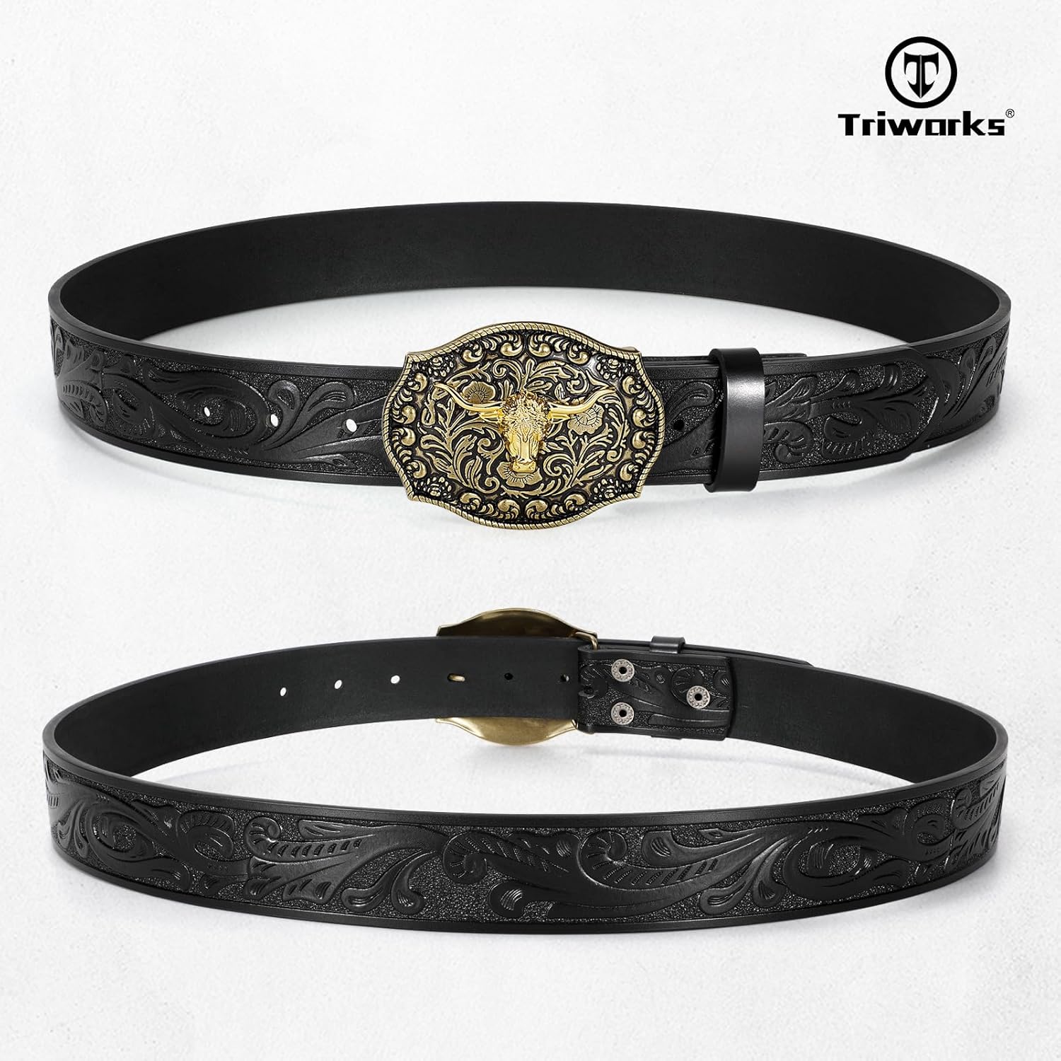 TRIWORKS Women's Western Leather Belt Vintage Medieval Turquoise Buckle Belt Ladies Cowgirl Leather Waist Belt - Image 6