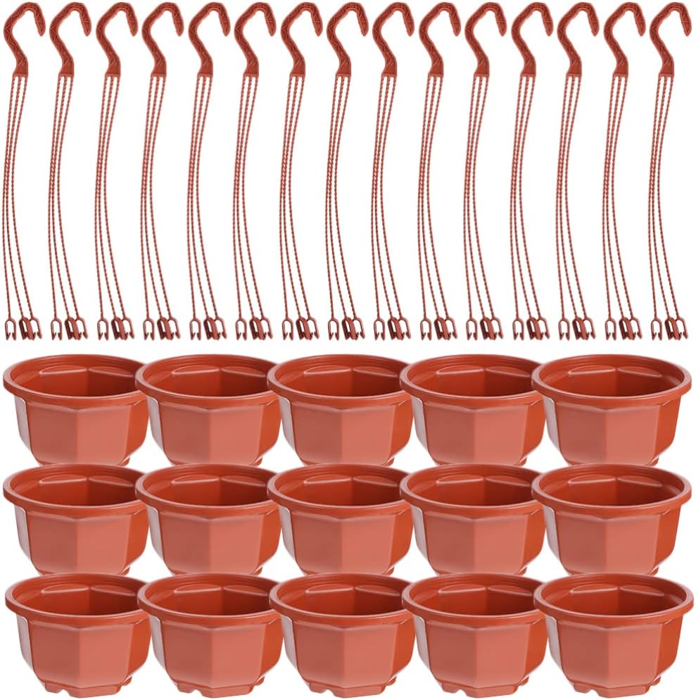 Operitacx 15Pcs Plastic Hanging Planter Pots Hanging Flower Pot Hanging Orchid Pots for Outdoor Indoor Plants Garden Balcony Decoration - Coffee