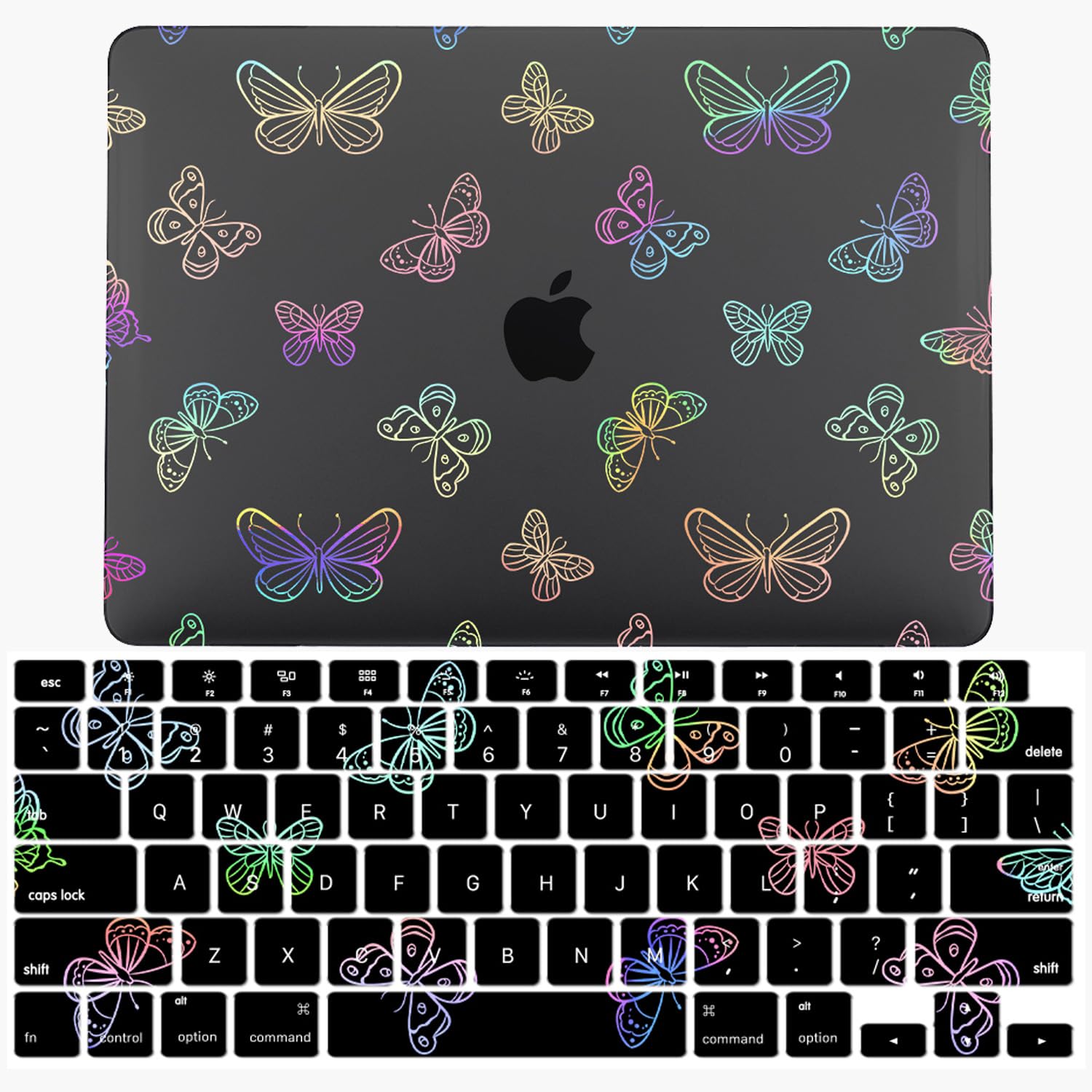 Funda MacBook Air 15 M2 M3 carcasa rigida negra brillante con protector de teclado LT21 7