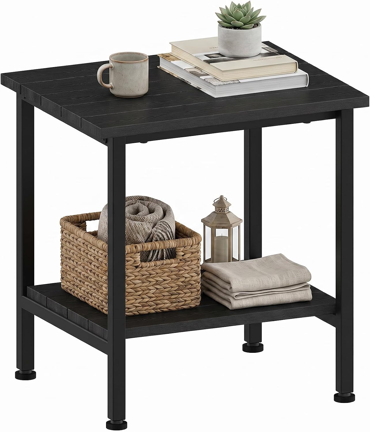 Small Outdoor Side Table with Storage, for Garden, Brown
