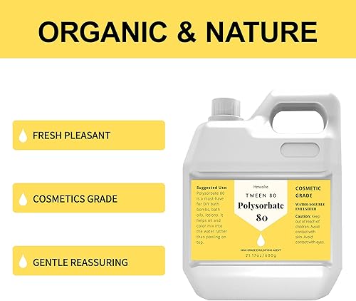 Miniatura 2 de Polisorbato 80 de 21.17 onzas para bombas de baño, polisorbato 80 de alta calidad (oleato de orbitán), 100% puro, grado cosmético, suave con la
