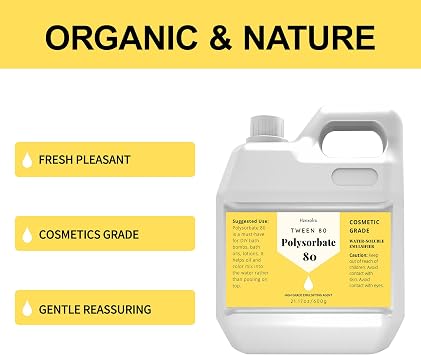 21.17 oz Polysorbate 80 for Bath Bombs, Premium Polysorbate 80 Liquid