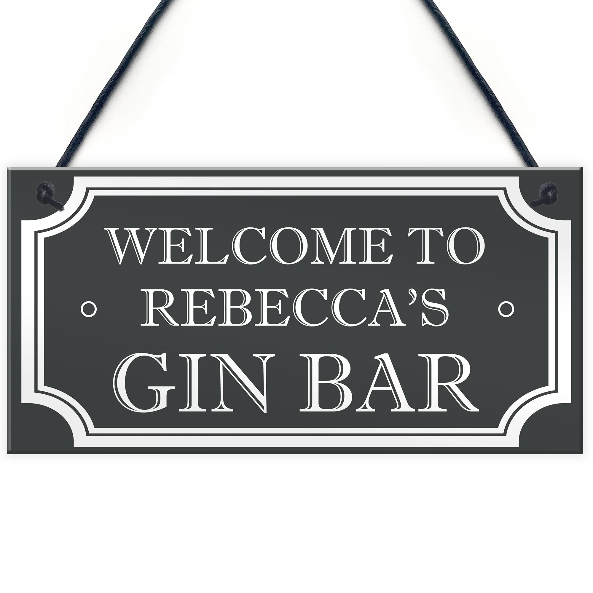 Personalised Shabby Chic Gin Bar Hanging Plaque Home Bar Man Cave Sign