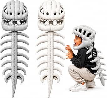 2-Pack Plush Dinosaur Skeleton Costumes for Kids, Gray and White, 31.5 Inches