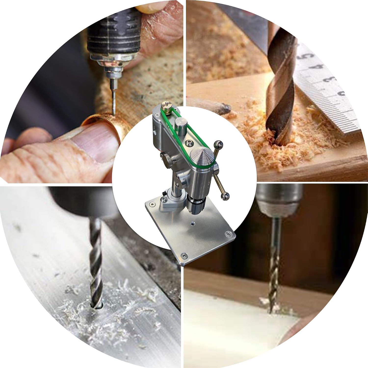 Mini Drill Press, Electric High Precision Benchtop Drill Press, Portable CNC Machined Drilling Machine for DIY Woodworking Metalwork PVC Resin Jewelry Crafts, Adjustable Speed, 0.3-4mm Chuck