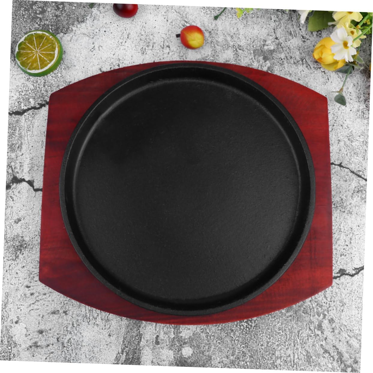 1Pc Non Stick Roasting Tray Heavy Duty Cast Barbecue Dish for Frying Roasting for Teppanyaki Steak Cooking Stain Resistant Round Baking Pan