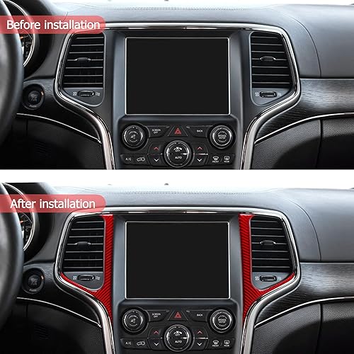 Miniatura 3 de SUNJIKA Compatible con marco de fibra de carbono para consola central interior, marco de navegador, accesorios para Jeep Grand Cherokee 2014 2015