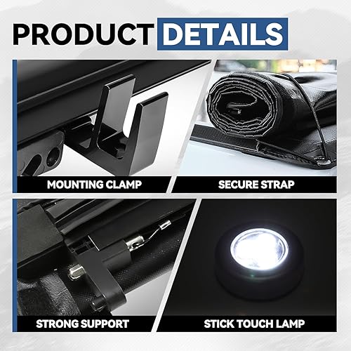 Miniatura 6 de Kit de cubierta enrollable de vinilo suave para camioneta compatible con Frontier de 6.1 pies FleetsideStyleside cama 05-21, negro mate