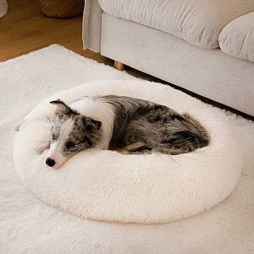 Miniatura 7 de Cama calmante para perro, cama en forma de dona de 30 pulgadas, cama para perros y gatos, cama para perros y gatos, lavable a máquina, camas