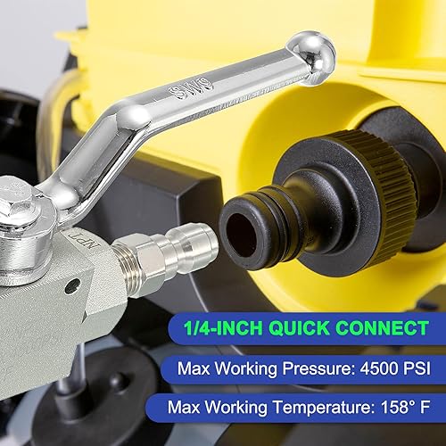 Miniatura 7 de PATIKIL Kit de válvula de bola para lavadora de alta presión, manguera de arandela de acero inoxidable con cintas de conexión rápida de 1/4 pulgadas