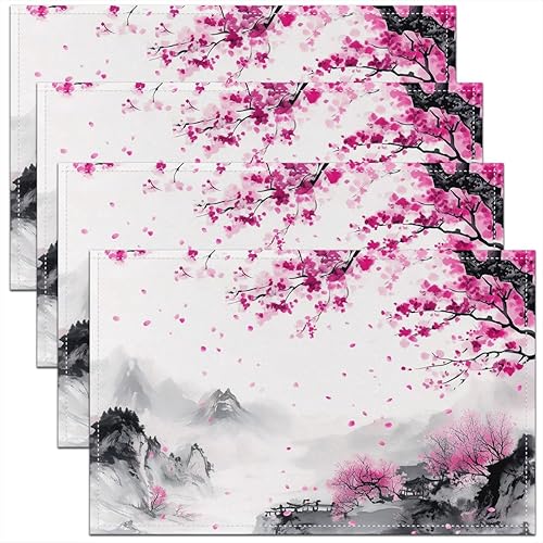 Miniatura 38 de jejeloiu Juego de 4 manteles individuales con estampado de radio Boombox de 18 x 12 pulgadas, manteles individuales retro para mesa de radio, Azul