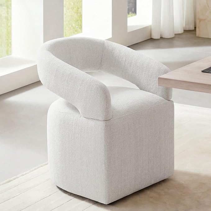KISLOT Modern Upholstered Dining Chair with Hidden Casters