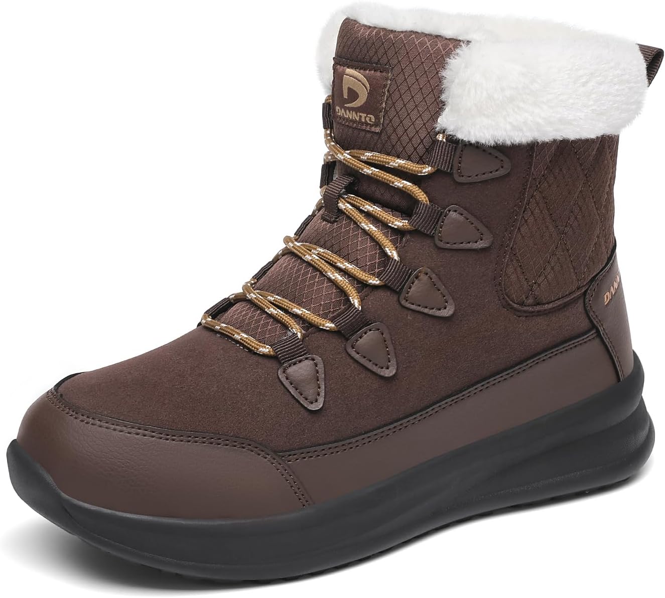 Dannto Womens Winter Snow Boots Warm Fur Lined Ankle Shoes Water Resistant Booties Non Slip Sole