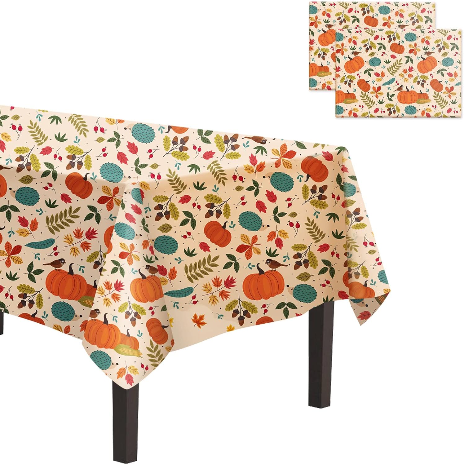 CAKKA Thanksgiving Tablecloth Plastic 54x108 Inch, 2 Pack