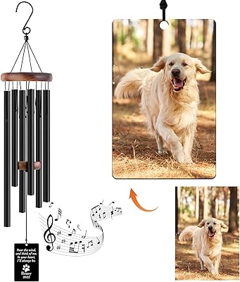 Pet Memorial Wind Chimes Personalized Wind Chimes for Loss of Loved Dog,Sympathy Wind Chimes for Outside,Bereavement/Remembrancegifts for Loss of Dog
