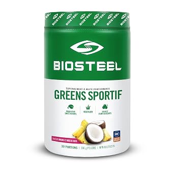 BIOSTEEL Sport Greens Powder, High Performance Superfood Supplement, Non-GMO Formula, Pineapple Coconut, 30 Servings