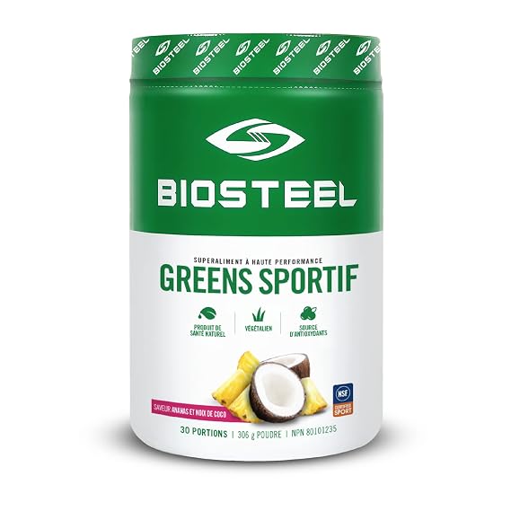 BIOSTEEL Sport Greens Powder, High Performance Superfood Supplement, Non-GMO Formula, Pineapple Coconut, 30 Servings