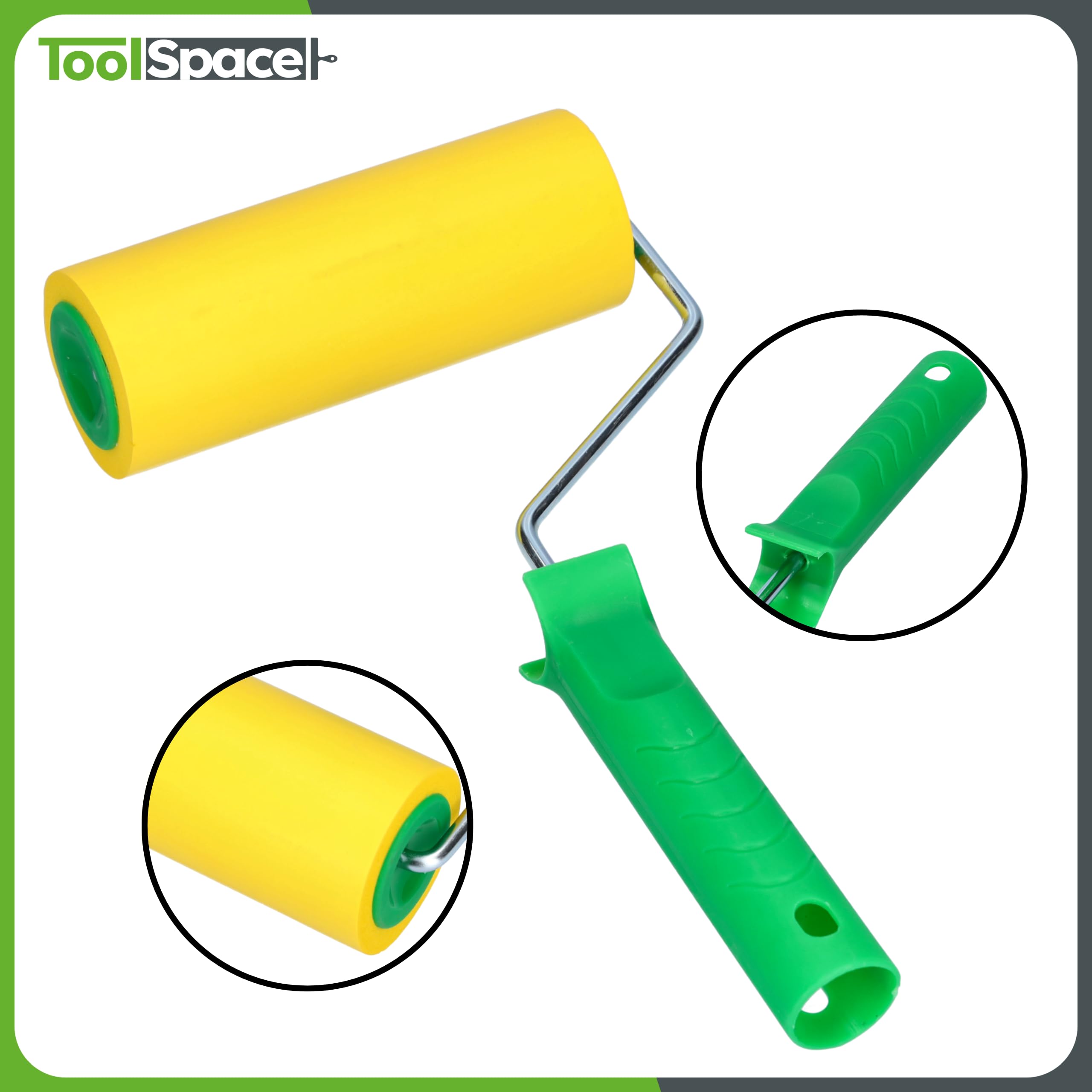 ToolSpace Kit Completo Empapelado 6 Piezas Rodillo Presión Poliuretano Espátula 29 cm Regla Corte 60 cm Tijera Precisión 18 mm Brocha 110 mm Papel Pintado Vinyl No Tejido Textil Pared Profesional