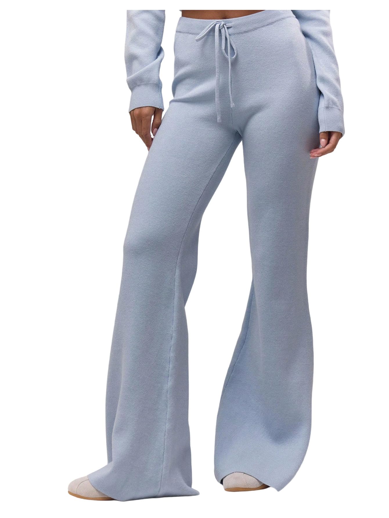 Verdusa Womens Knit Straight Leg Sweatpants Comfy Lounge Pants Baggy Low Waisted Trouses