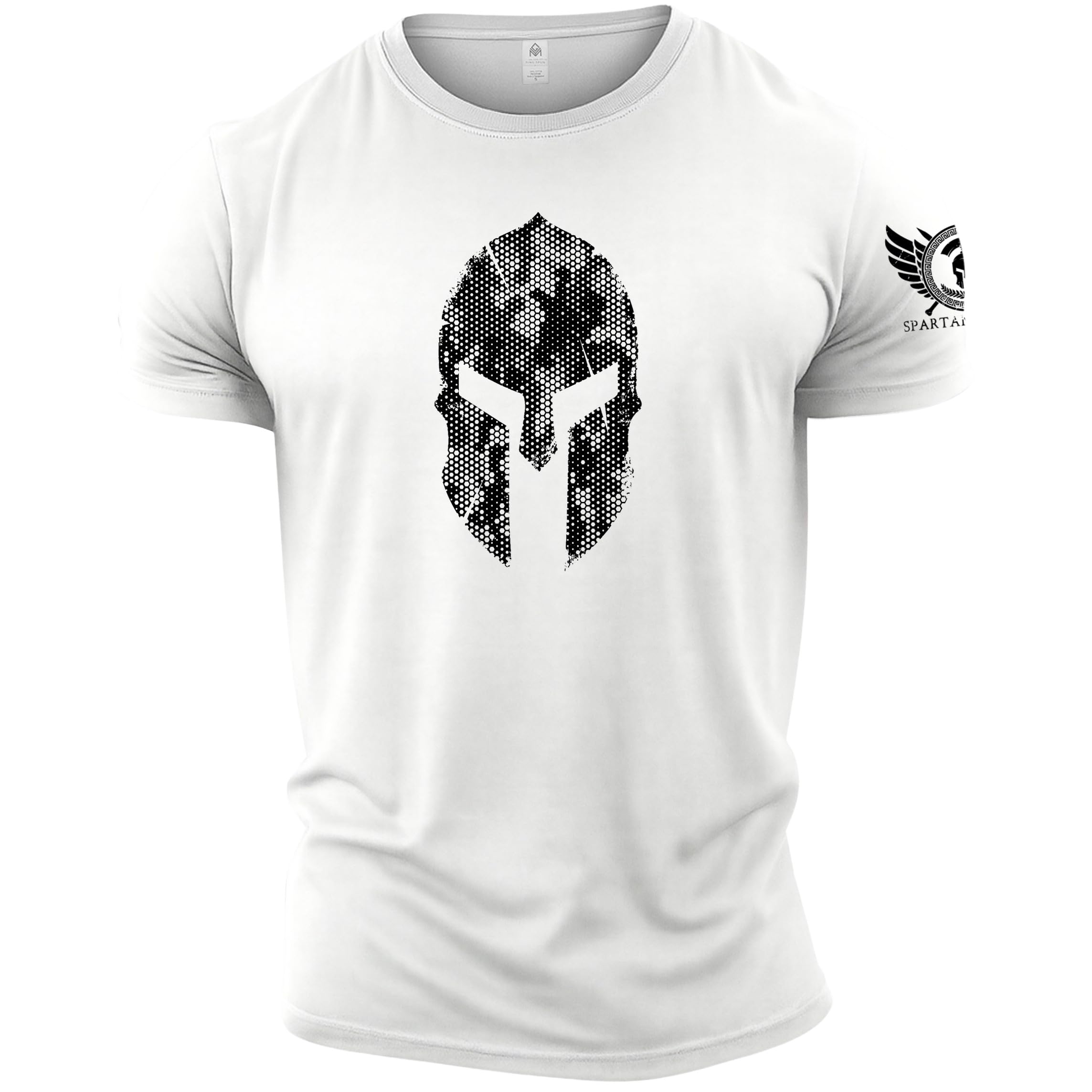 Spartan Helmet Hex Camo - Spartan Forged - Men's Gym T-Shirt - Bodybuilding Workout Top