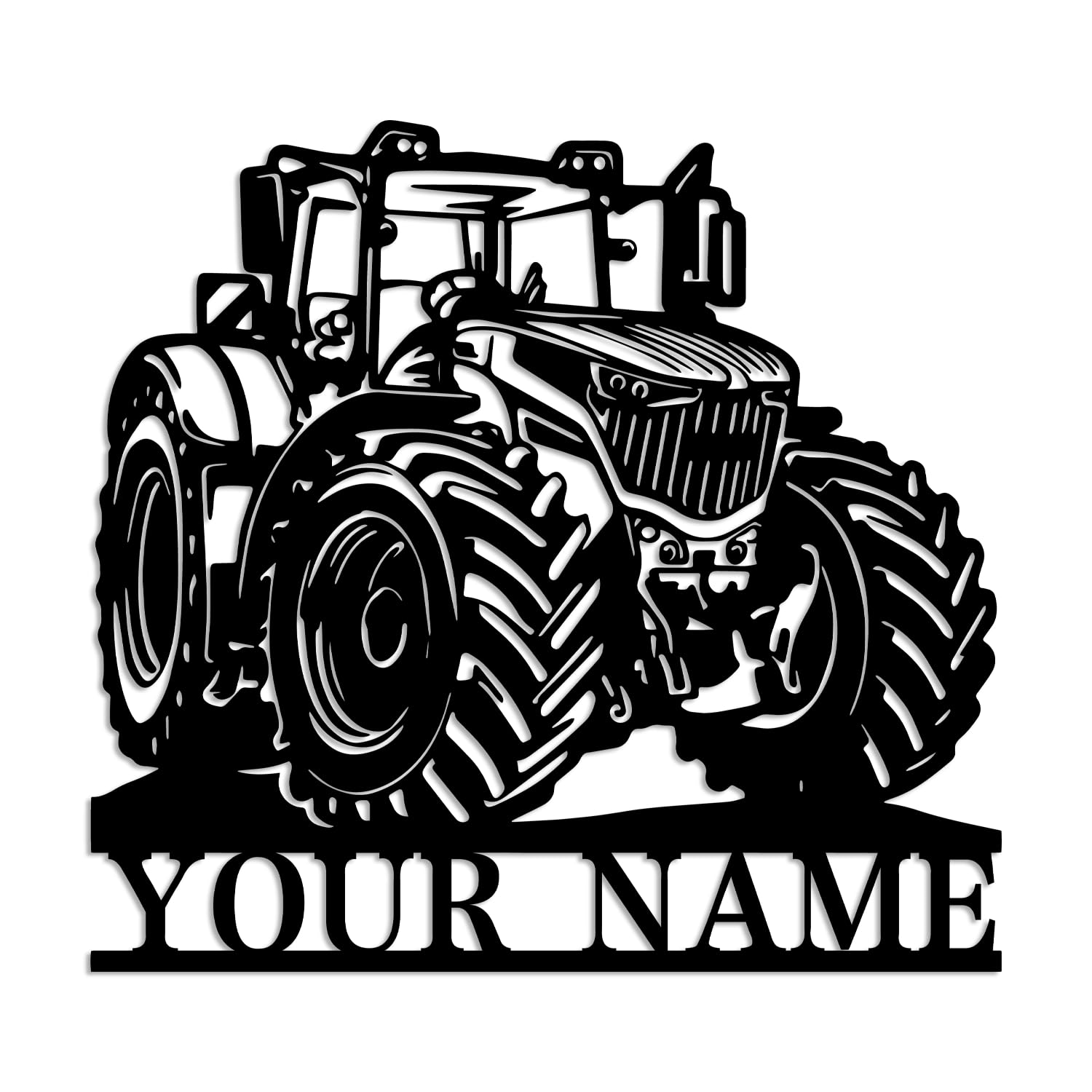 Kissesuu Tractor F Custom Tractor Driver Metal Wall Art, Personalized Farm Tractor Name Sign, Home Decor Farm Truck Decoration, Black Metal Wall Art, Custom Your Name Signs