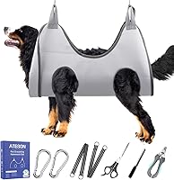 Vista 16 de Hamaca de aseo para mascotas para perros medianos/grandes con cortauñas/recortauñas/tijeras de aseo, arnés de aseo para perros para recortar uñas