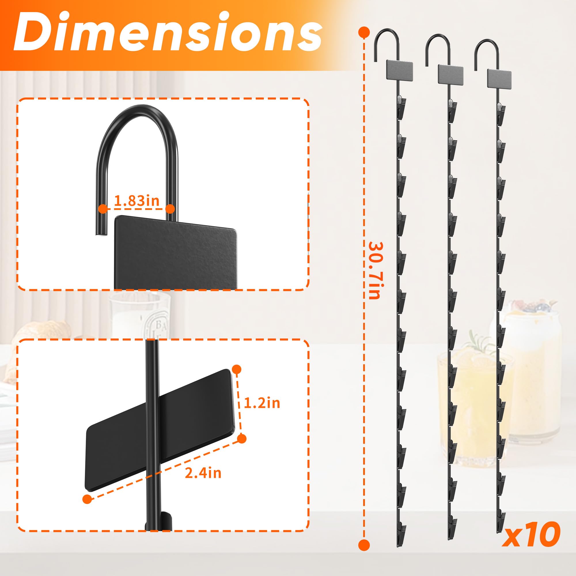 Produktbild von Hängendes Chip-Präsentationsregal 76 Cm – 4 Stück Mit Clips Und Etikettenkopf Für Snack-Displays Im Einzelhandel