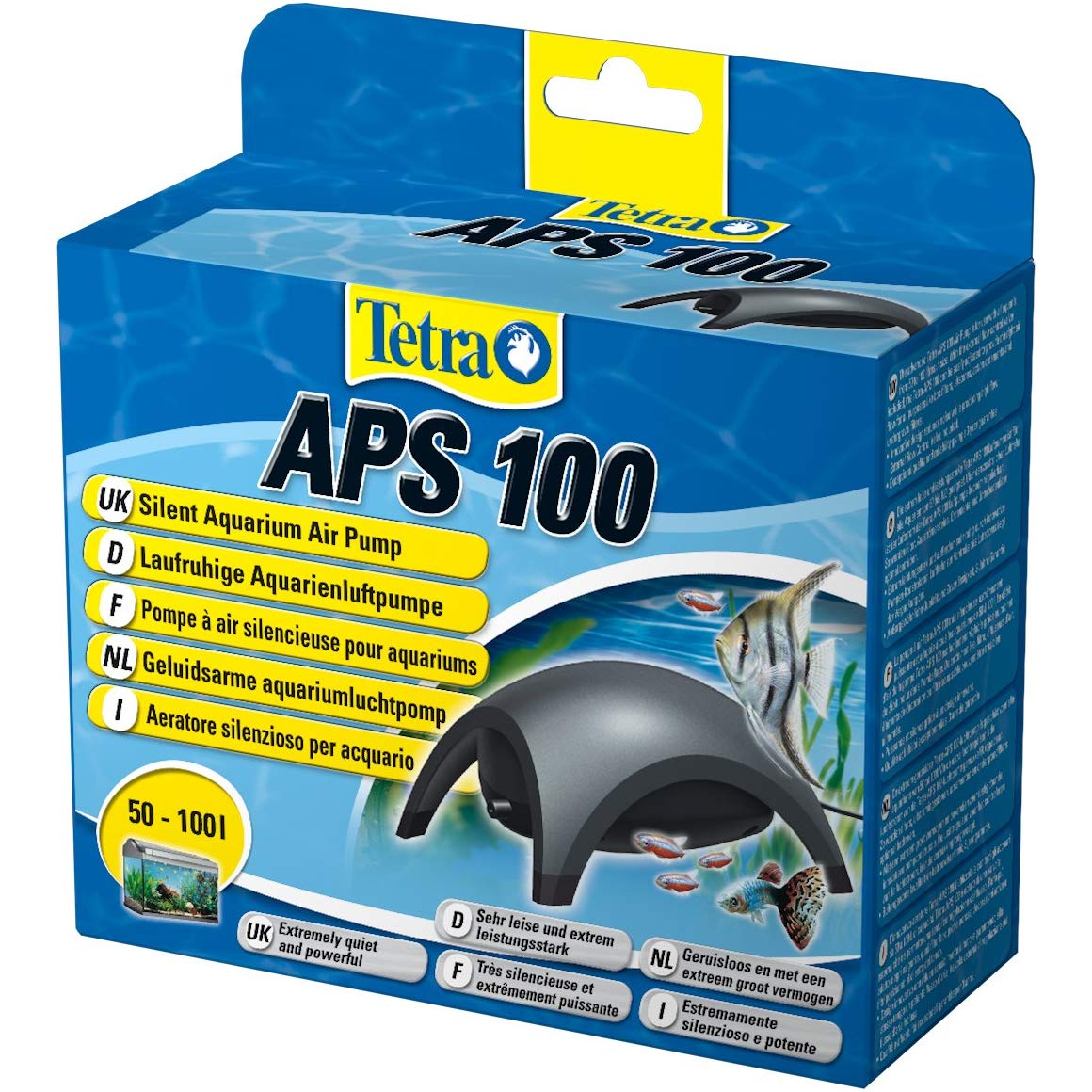 Tetratec Aquarium Fish Tank Air Pumps Silent with Accessories (Single Outlet 100L/h, Black)